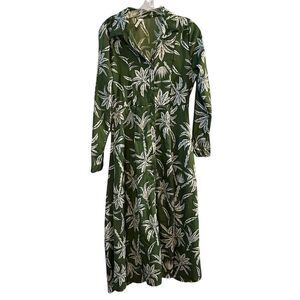 Truly 4 You Women's S Green Palm Leaf Print Midi Dress Summer Casual